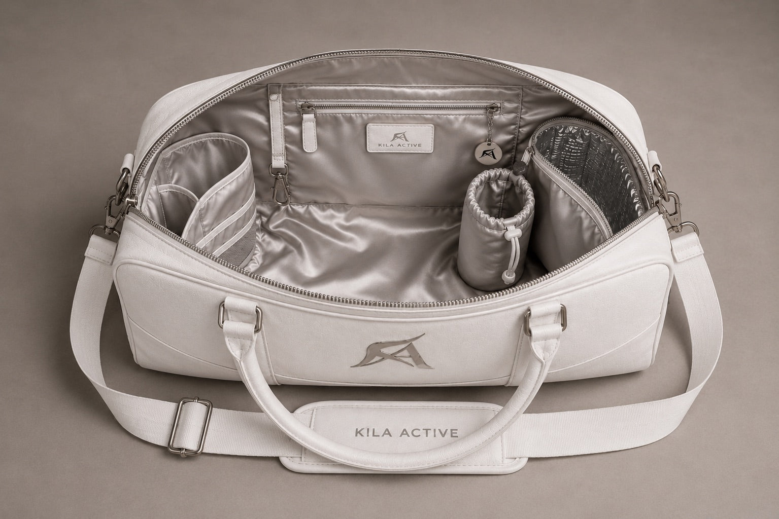 The White Leather Luxury Gym Bag