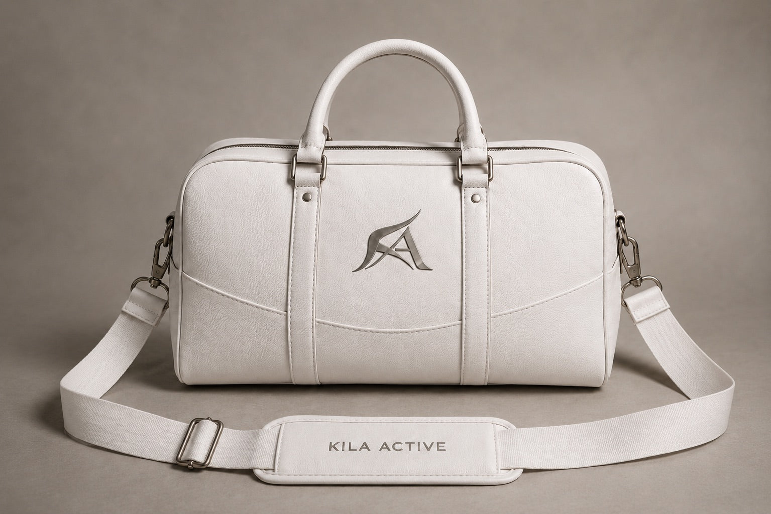 The White Leather Luxury Gym Bag
