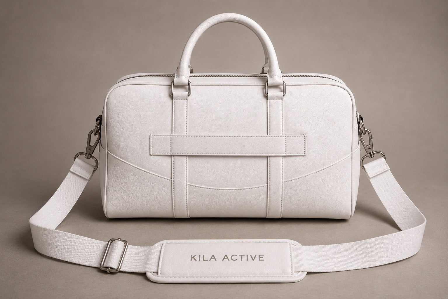 The White Leather Luxury Gym Bag