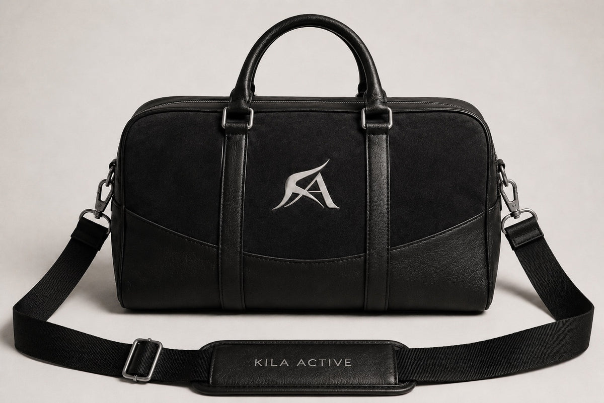 Black Leather Luxury Gym Bag